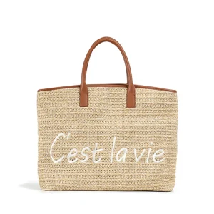 BeauToday Women's Casual Straw Tote Bags with Large Capacity for Vacation