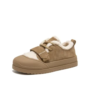 BeauToday Women's Casual Lace Up Fur Lined Sneakers with Velcro Design for Winter